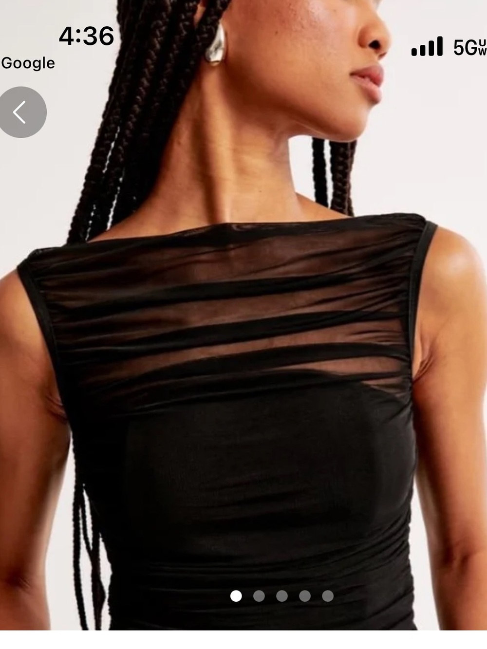 Abercrombie & Fitch 🔥 NWOT Ruched Mesh Boatneek Bodysuit, Black